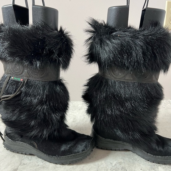 Pajar Vintage Canada Apres Ski Black Goat Fur Winter Boots EUR 38 / 7 Tribal - Picture 5 of 9